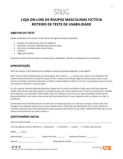 Imagem do post STILIG: Roteiro do teste de usabilidade