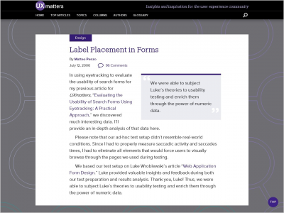 Imagem do post Label Placement in Forms :: UXmatters