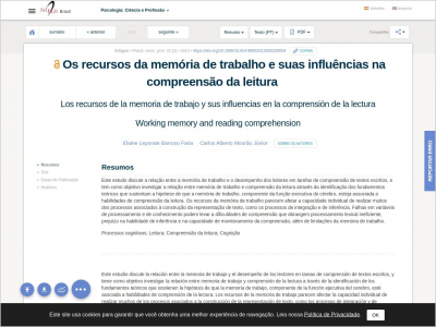 Imagem do post Os recursos da memória de trabalho e suas influências na compreensão da leitura