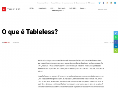 Imagem do post O que é Tableless? - Tableless - Website com artigos e textos sobre Padrões Web, Design, Back-end e Front-end tudo em um só lugar.