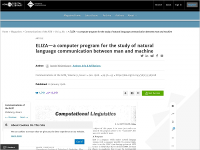 Imagem do post ELIZA–A Computer Program for the Study of Natural Language Communication Between Man and Machine