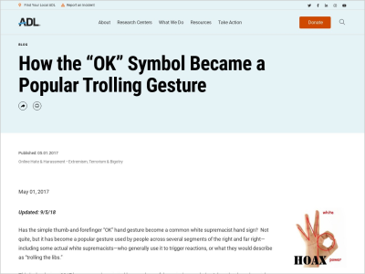 Imagem do post How the “OK” Symbol Became a Popular Trolling Gesture